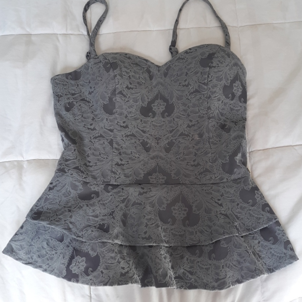 Woman's Guess gray bustier top with ruffles